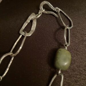 Silpada Silver Necklace with Green Stone